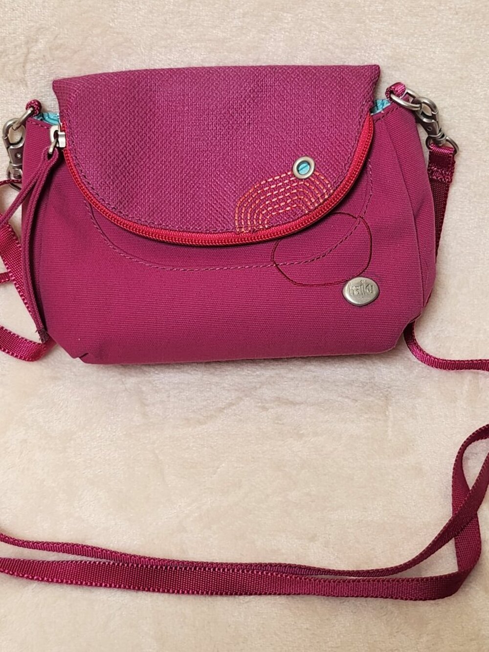 Haiku Magenta Pink Crossbody Bag Eco-Friendly Canvas Purse